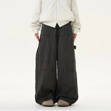 American high street trend retro men and women workwear straight leg jeans autumn new loose couple wide leg casual pants y2k